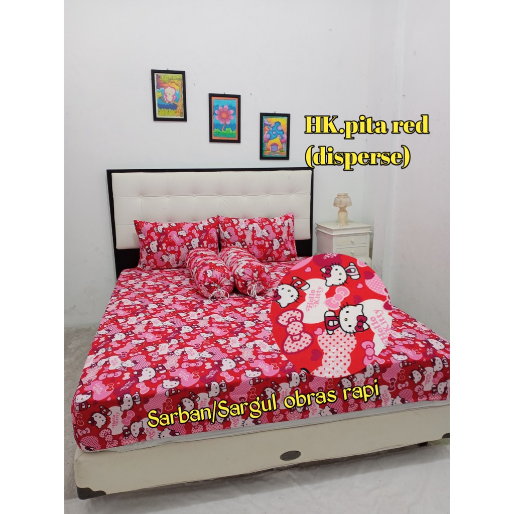 Sprei Katun Anak Motif Hello Kitty HK Pita