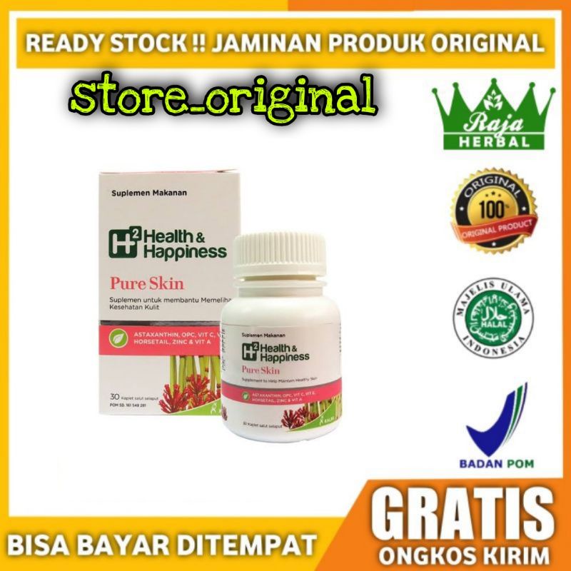 H2 Health & Happiness Fair Skin Pure Skin Cherished Skin BPOM Suplemen Jerawat Flek Keriput