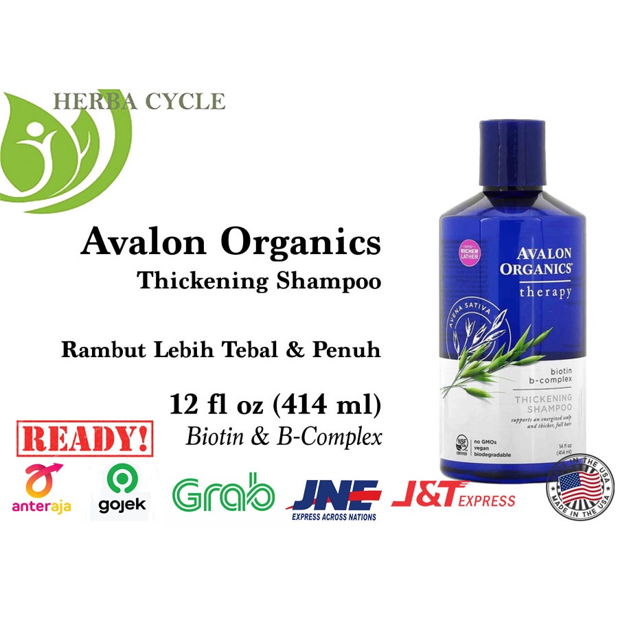 Avalon Organic Shampoo Biotin BComplex 414 ml Lebatkan Rambut ORI USA