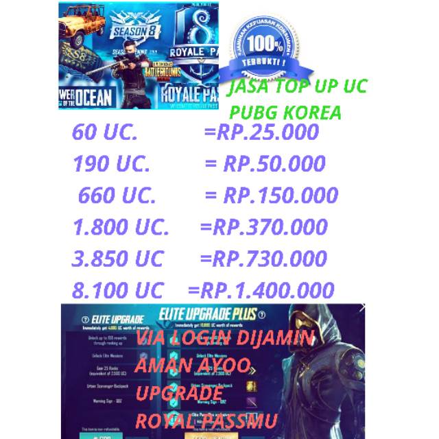 Top Up Uc Pubg Mobile Korea Via Login Akun Shopee Indonesia