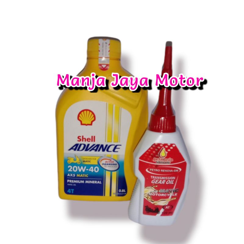 oli shell ax5 matic 20w-40 (800ml) + oli gardan petroasia (120ml)