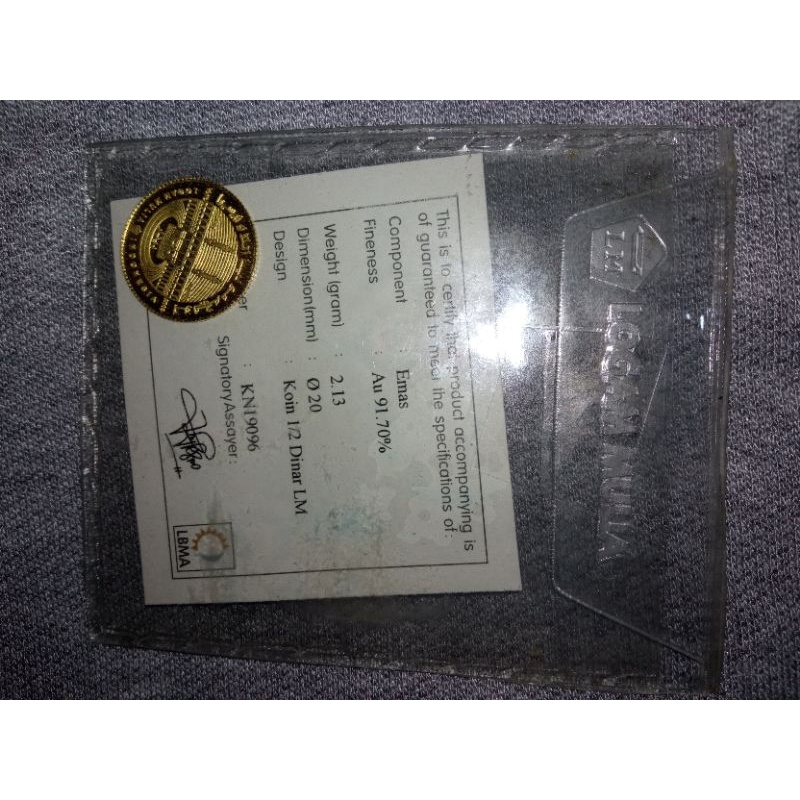 1/2 dinar antam, koin 1/2 dinar antam, nisfu dinar antam wakala