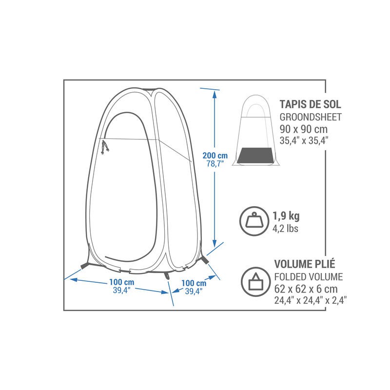 TENDA CAMPING QUECHUA BILIK MANDI 2 DETIK PRODUK IMPORT BILIK MANDI KEMAH ORIGINAL QUECHUA