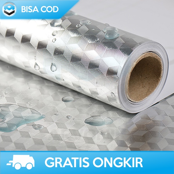 STIKER DINDING ALUMINIUM FOIL ANTI MINYAK AWOO YK-292 ORIGINAL WALLPAPER DINDING ANTI MINYAK DAN AIR UNTUK DAPUR