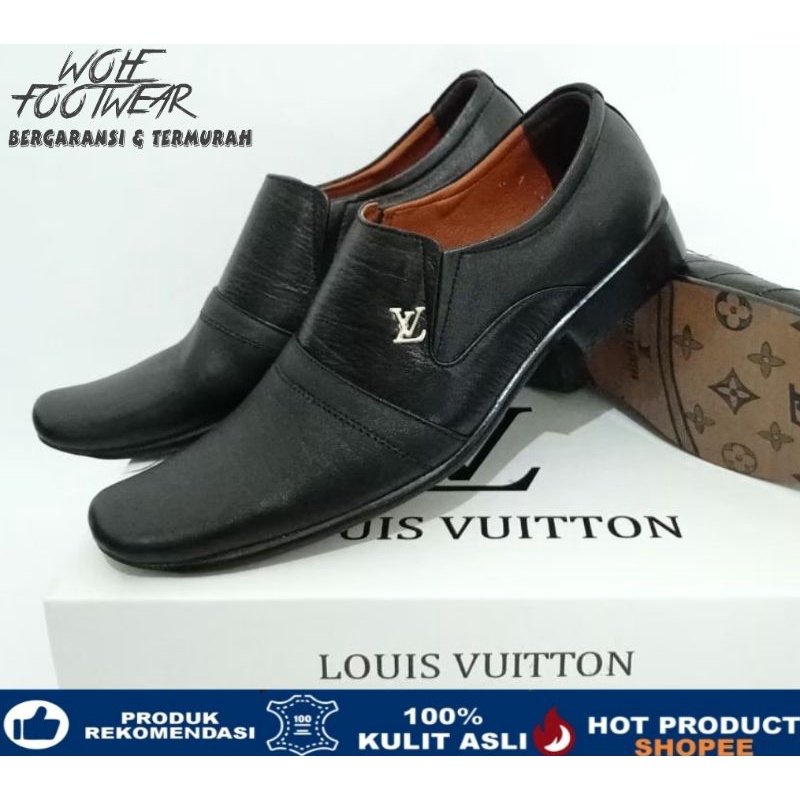 SALE! SEPATU PANTOFEL KULIT ASLI PRIA CASUAL - SEPATU KANTOR KASUAL - PANSUS HITAM LV ROME