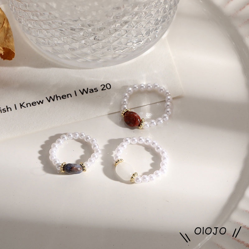 Cincin Mutiara Elastis Adjustable Untuk Aksesoris Perhiasan - ol