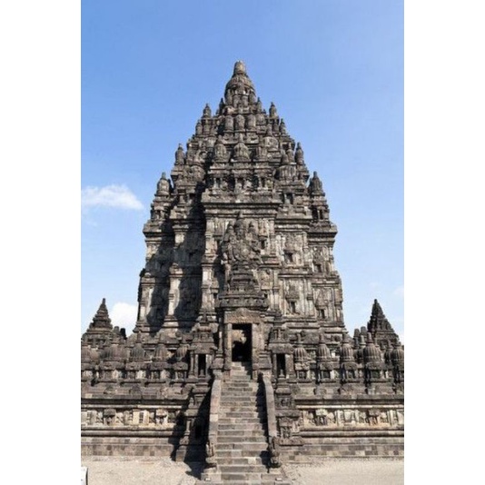 lukisan cetak candi Prambanan plus bingkai uk 65x45