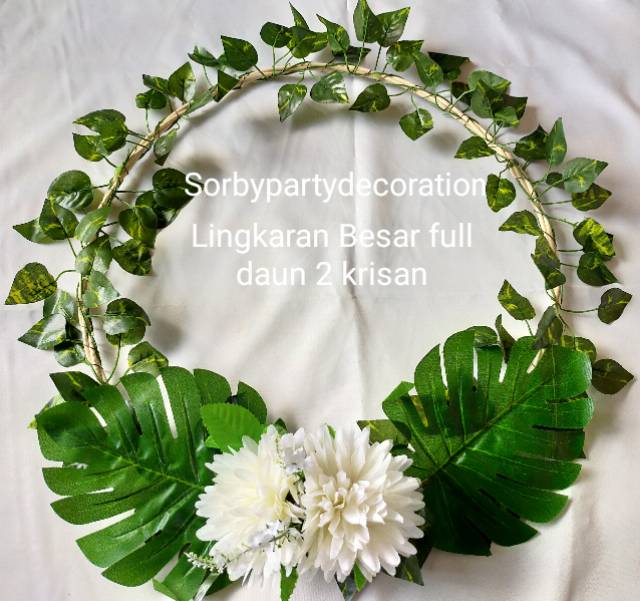 Lingkaran Ring Rotan & Kayu Rustic Dekorasi lamaran Nikahan