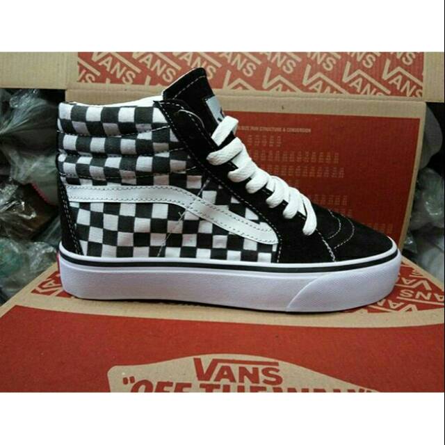 Sepatu Vans Sk8 Checkerboard Grade Original Black Hitam Sneakers Kets Kado Hadiah Pria Cowok