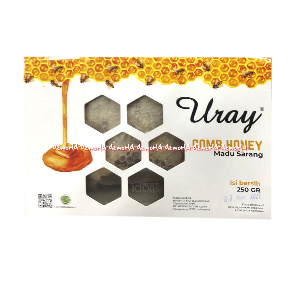 Uray Comb Honey 250gr Honey Comb Madu Sarang Madu 250 gram Pakai Box Urai Combs