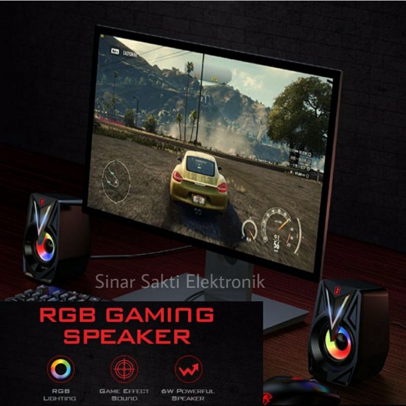 Gamen Speaker Komputer Gaming RGB PC LAPTOP Bass Portable USB 6W 6 Watt GS1