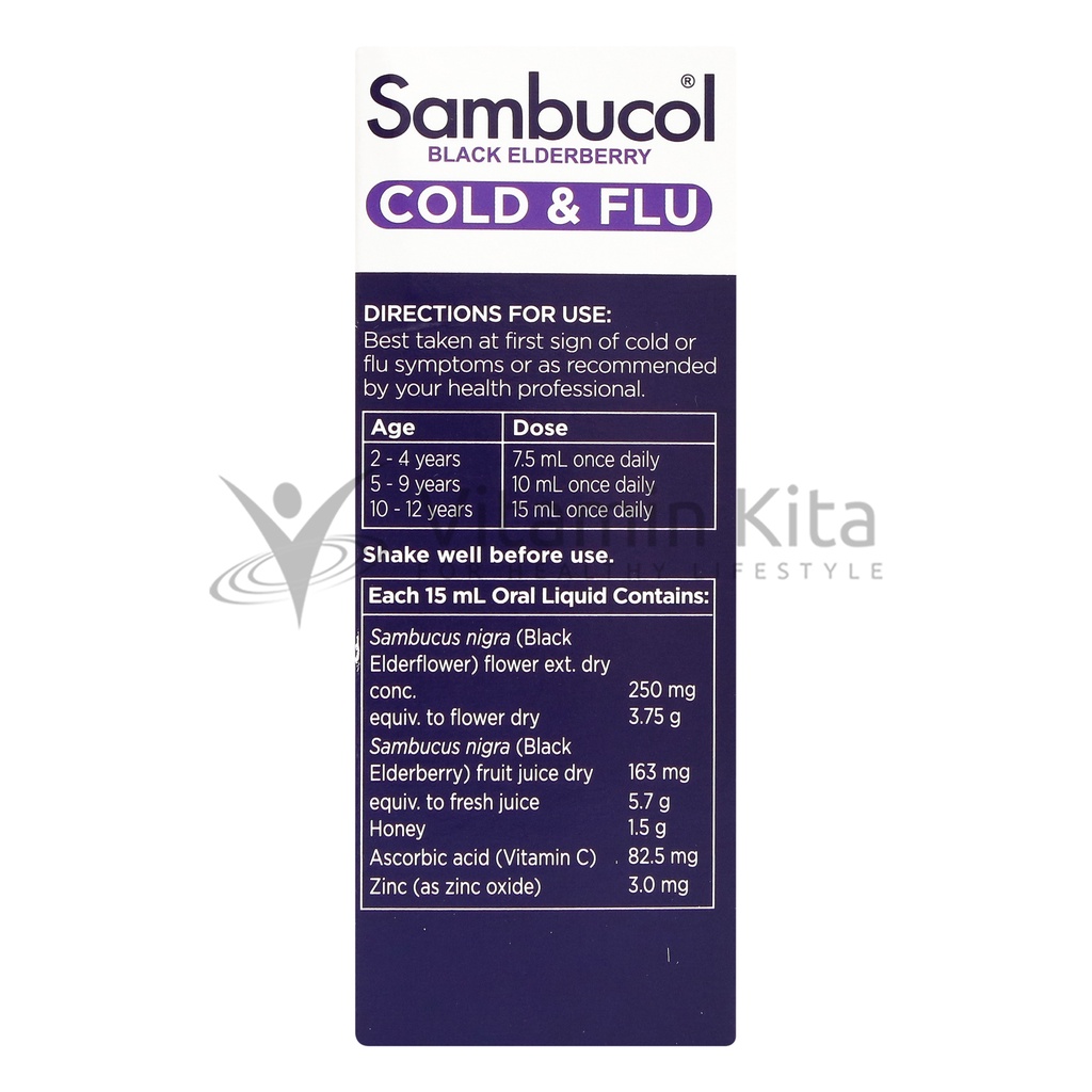 Sambucol Cold And Flu For Kids Black Elderberry Liquid-120 ml