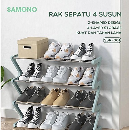 Samono Rak Sepatu 4 Susun Anti Karat Shoe Rack Sandal Holder Rak Sepatu Lipat Serbaguna Storage Rak Kamar Mandi