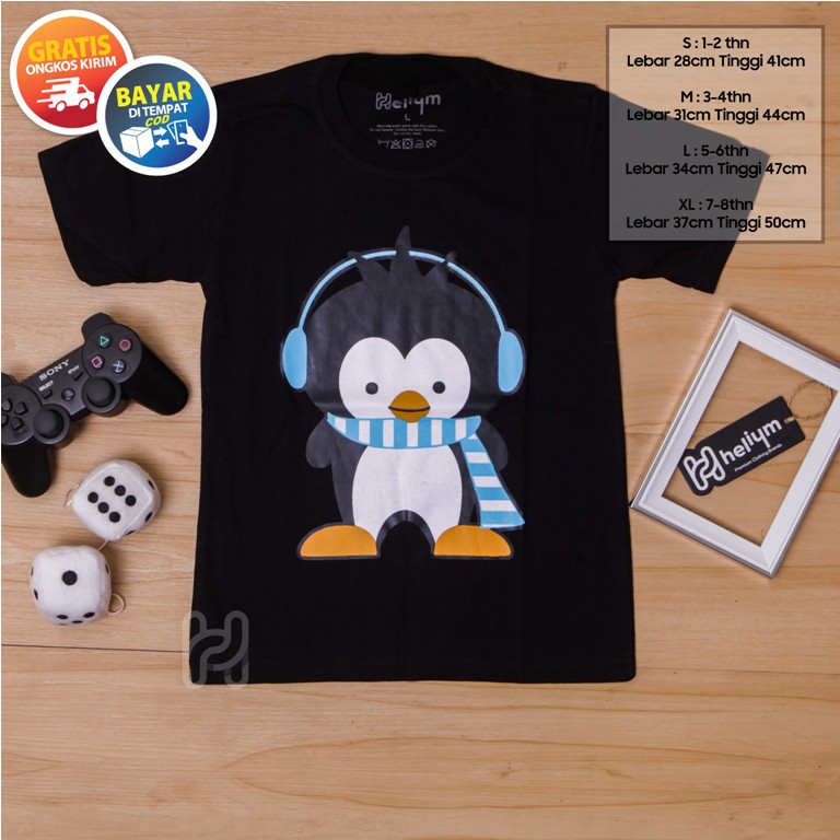 Kaos Anak Lucu Motif Penguin Kaos Premiun Anak Baju Anak Distro Helium