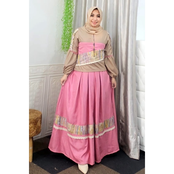 DEURA Set Rok Wanita / Set Rok Deura Terbaru D274 / Set Rok Remaja / Set Rok Katun BUTIK BRANDED ID