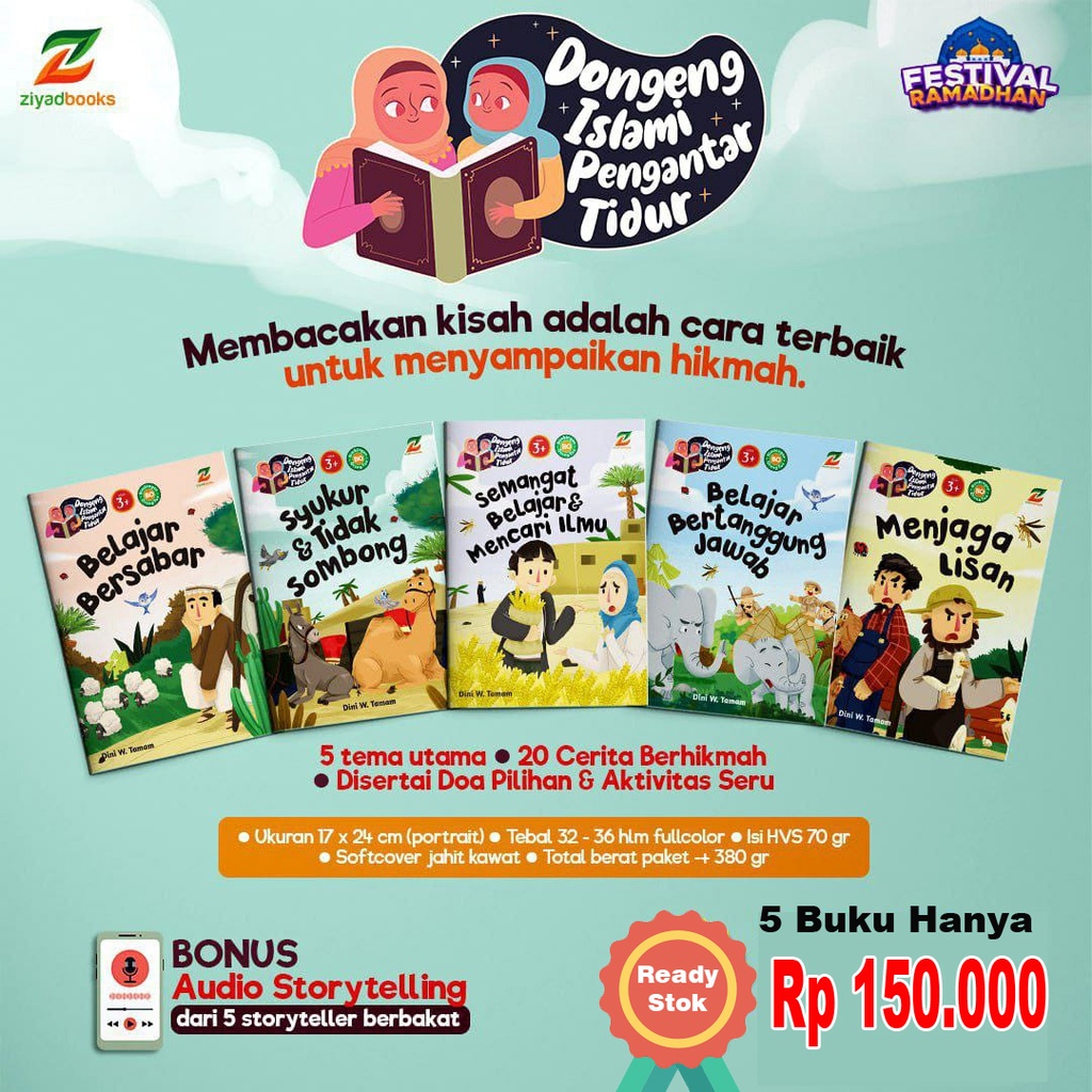 Dongeng Islami Pengantar Tidur (5 Buku) READY STOK