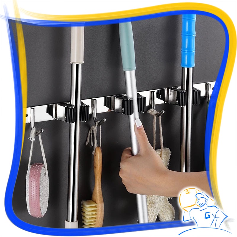 Gantungan Sapu Hook Pel Mop Clip Holder Tempel Dinding Klip Penjepit Gagang Pel Pengait Sapu Hanger Serbaguna