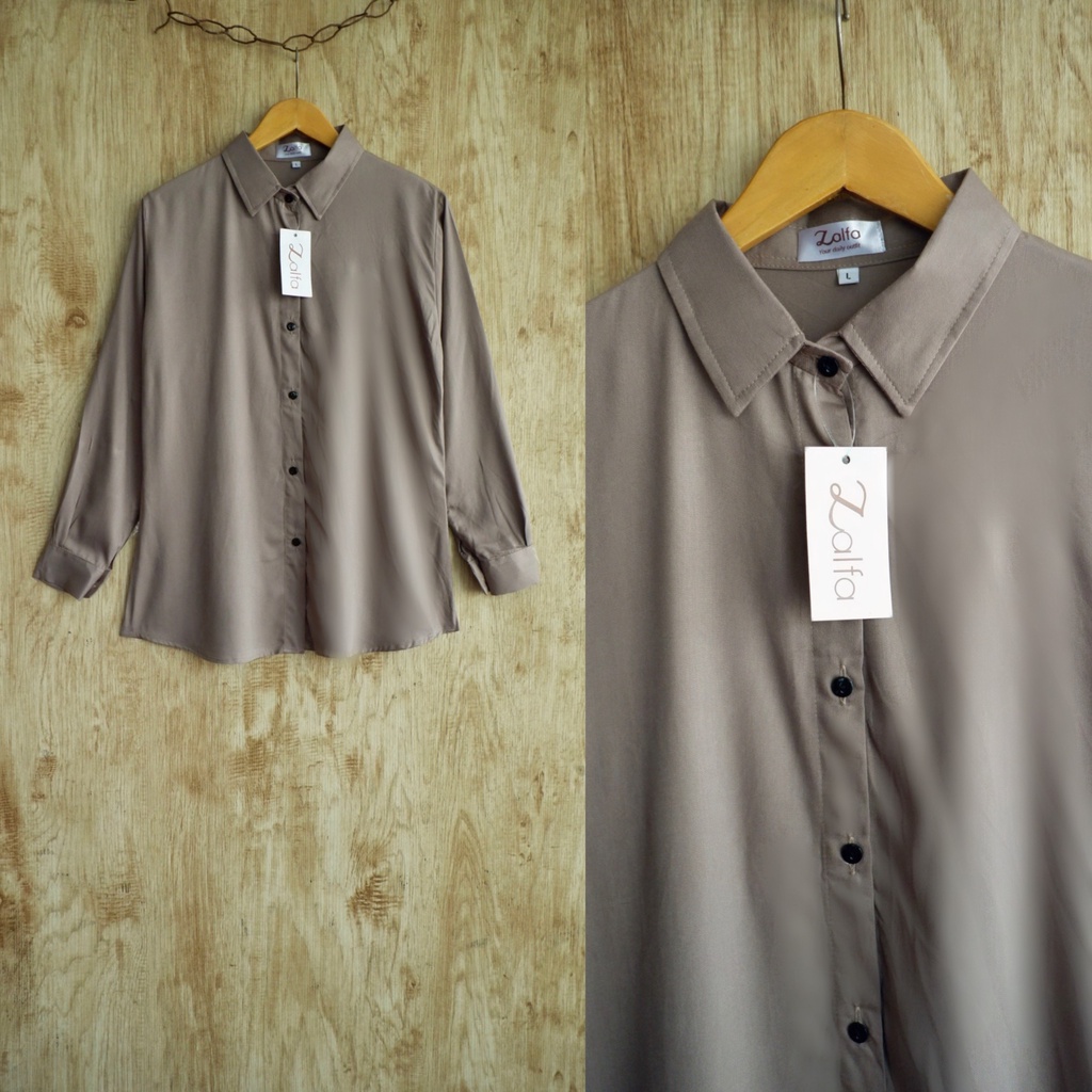 BASIC rayon kemeja by ZALFA OUTFIT-Mocca