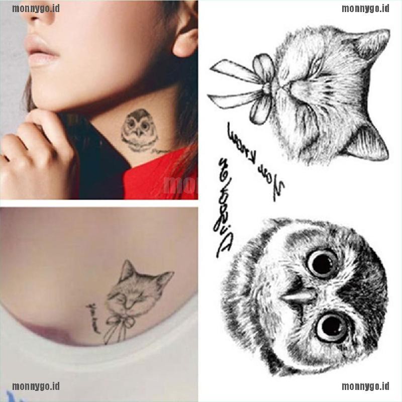 Tato Sementara Tahan Air Gambar Burung Hantu 3d Shopee Indonesia