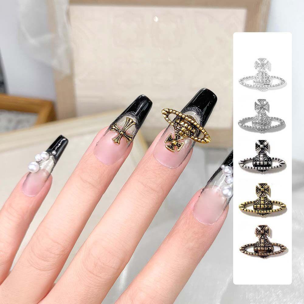 Needway   3D Dekorasi Kuku Fashion Menawan Gagak Hati Gaya Tua Gaya Punk Retro DIY Nail Art Ornamen