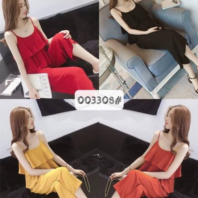 003308# Korean Set Ttop Cotton Import Setelan Baju + Celana Katun Impor Tanktop Ucansee 400gr