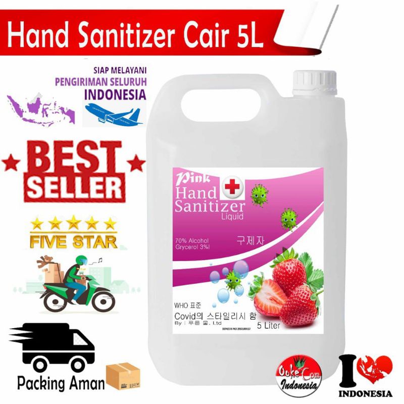 hand sanitizer cair 5 liter aroma strawberry izin kemenkes