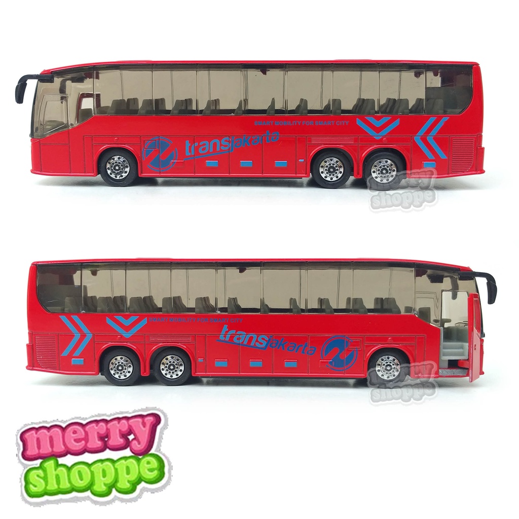 Diecast Miniatur Mobil Bus Transjakarta Busway + Lampu dan Suara