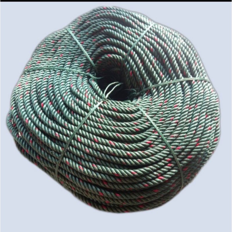 

1 Roll Tali Tambang Ukuran 8mm -+200Meter Hijau Bintik Merah Plastik PE