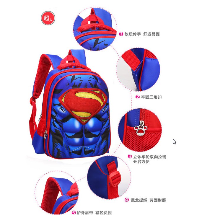 3D Emboss Tas Backpack Ransel anak sekolah karakter Spiderman Tahan Air