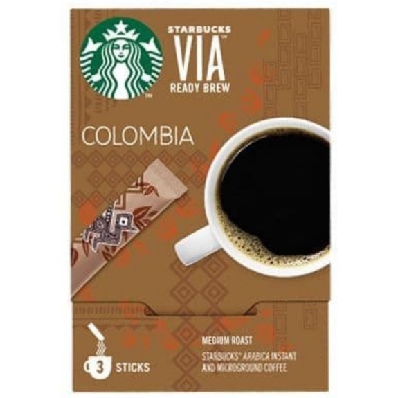 

Starbucks Via Ready Brew Coffee Colombia 3 sticks Starbuck Arabica Instant Medium Roast.