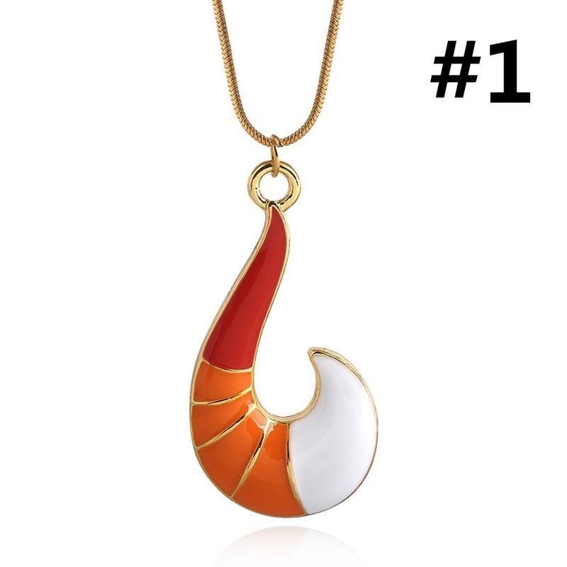 Women's Fashion Orange Fish Hook with Black Cat Bell Pendant Necklace Jewelry/ Anniversary Gift (Readystock)