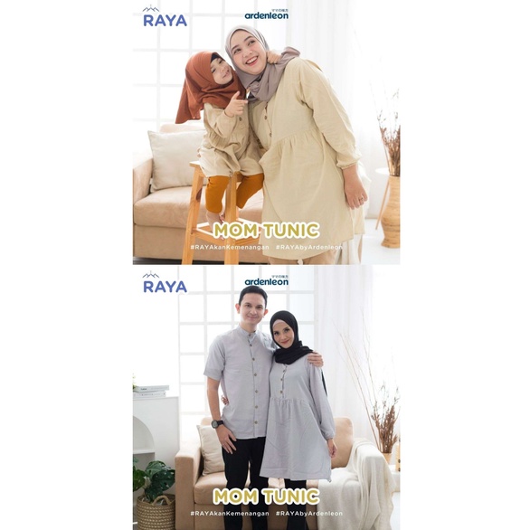 ARDEN LEON Mom Tunik Raya Dress Ibu Tunik Tunic Muslim Dewasa Seragam Muslim Keluarga Series (M-4L) Arden Leon CBKS