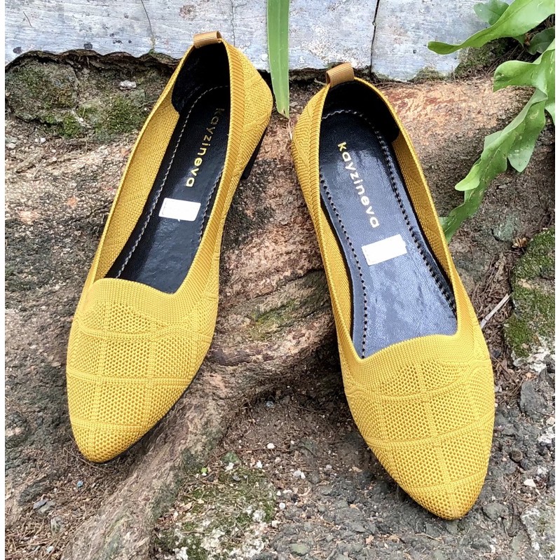 KAYZINEVA | CC19 Sepatu Wanita Rajut Premium Flat Ujung Lancip