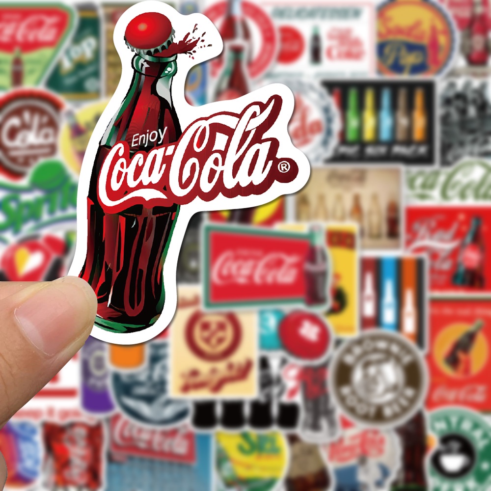 50 Pcs Stiker Desain Kartun Botol cola Tahan Air Untuk Dekorasi laptop