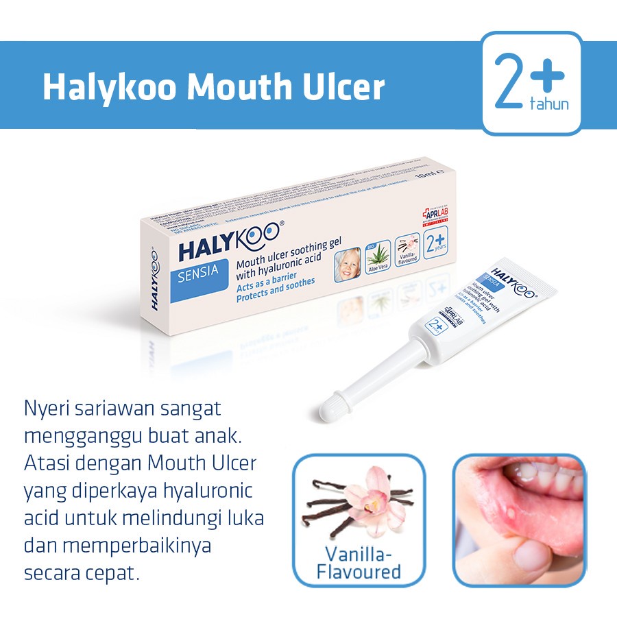 HALYKOO Mouth Ulcer Soothing Gel with Hyaluronic Acid 2+ years 10ml