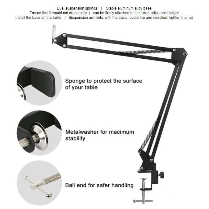 HDR-005 Arm Stand Mic Holder 360 Degree For Karaoke Recoding Condenser