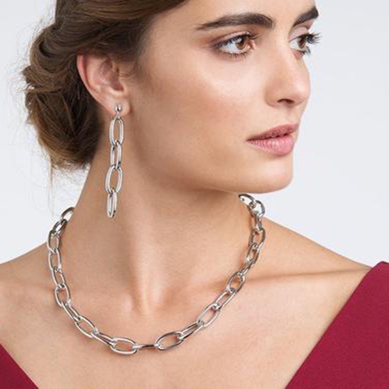 Anting Rantai Panjang Multilayer Model Hollow Bahan Metal Gaya Punk Vintage Untuk Wanita