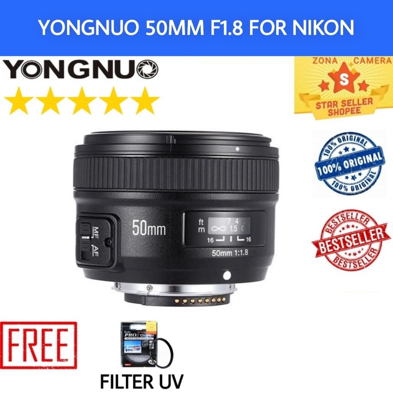 LENSA YONGNUO 50MM F1.8 FOR NIKON / LENSA YONGNUO 50MM F1.8 AF FOR NIKON / LENSA YONGNUO 50MM FOR NI