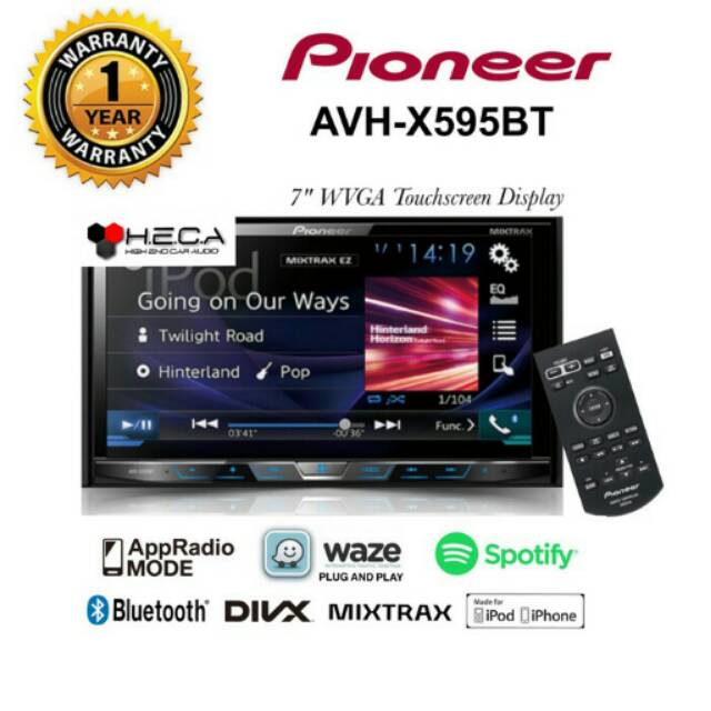 Pioneer AVH-X595BT Head Unit Double Din AVHX595BT Tape Mobil X595 BT