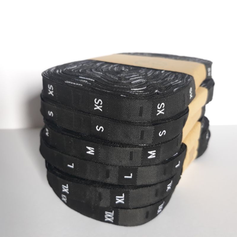 Label Size Hitam 1200pcs (ROLL) Woven Damask