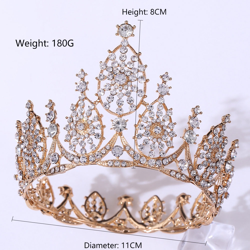 European Style Luxury Rhinestone Wedding Headdress Baroque Sun Flower Trumpet Bride Crown