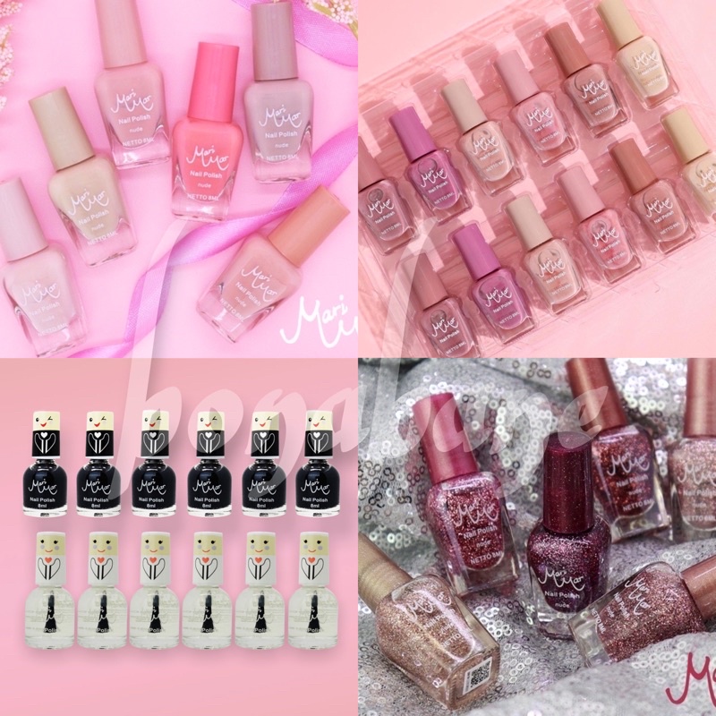 Marimar Nail Polish Kutek Nude Colors Black Clear Hitam Bening Glitter New Fashion 088 - 089 - Black