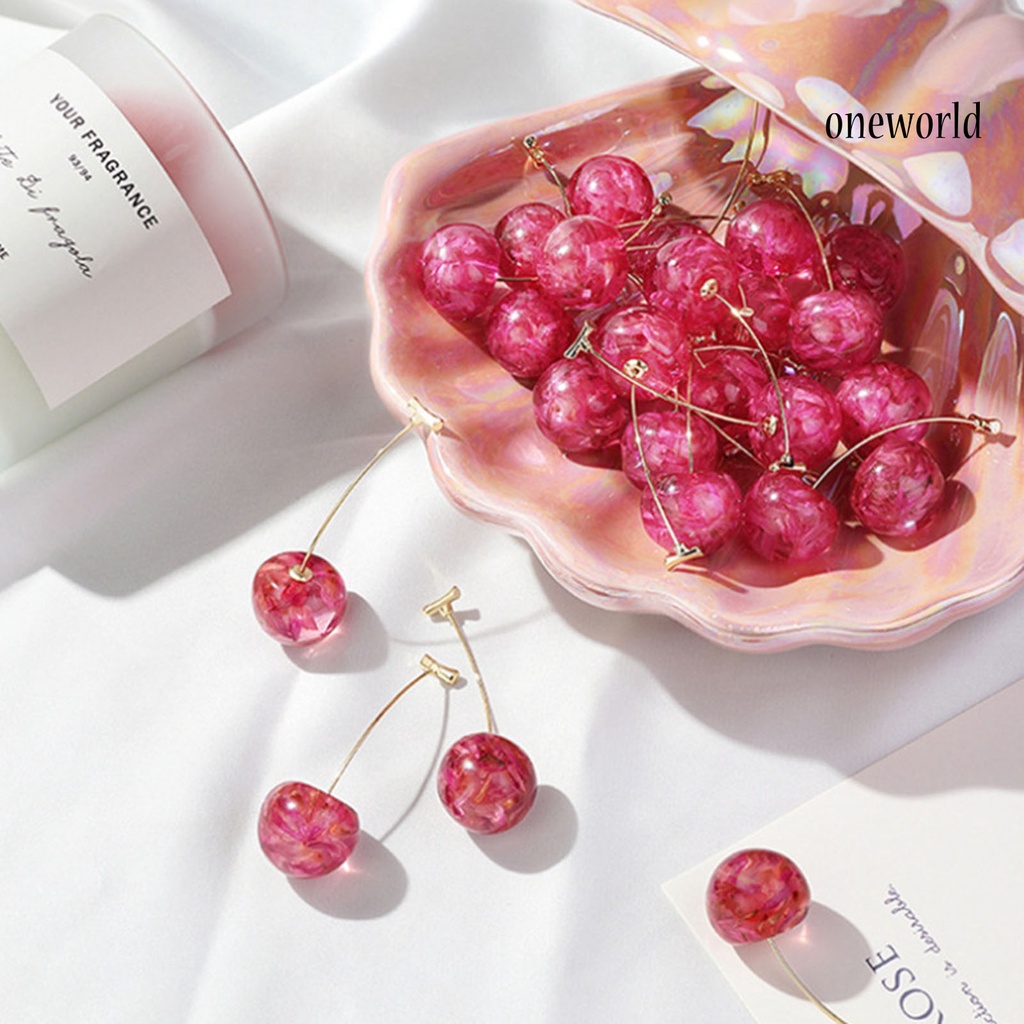 OW# Women Earrings Fruit Dangle Delicate Jewelry Cherry Drop Stud Earrings Jewelry for Party