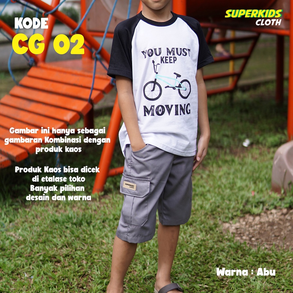 CELANA ANAK LAKI LAKI CARGO PENDEK / CELANA ANAK COWOK CARGO SUPERKIDS CLOTH 1 - 11 TAHUN