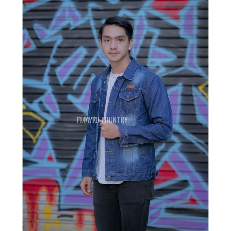 Jaket Jeans Pria Ring CKC Sekrap Original Flower Country