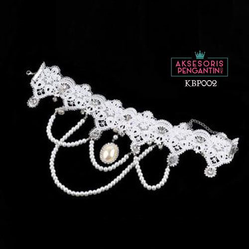 [SIAP KIRIM] KALUNG PENGANTIN AKSESORIS WEDDING NECKLACE BROKAT PUTIH KBP002