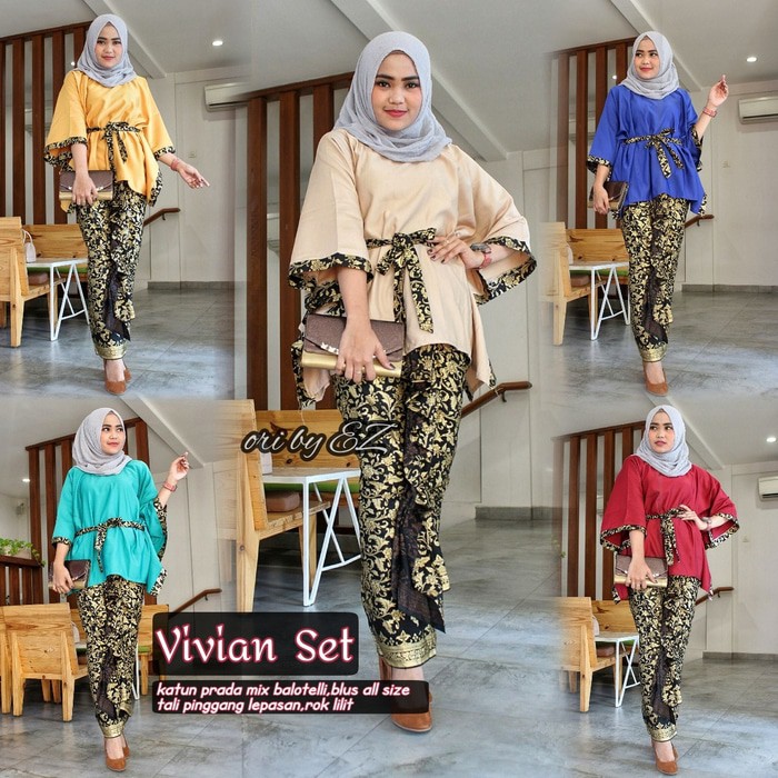 batik wanita/ batik pesta/ baju batik lilit / batwing vivian set raja batik