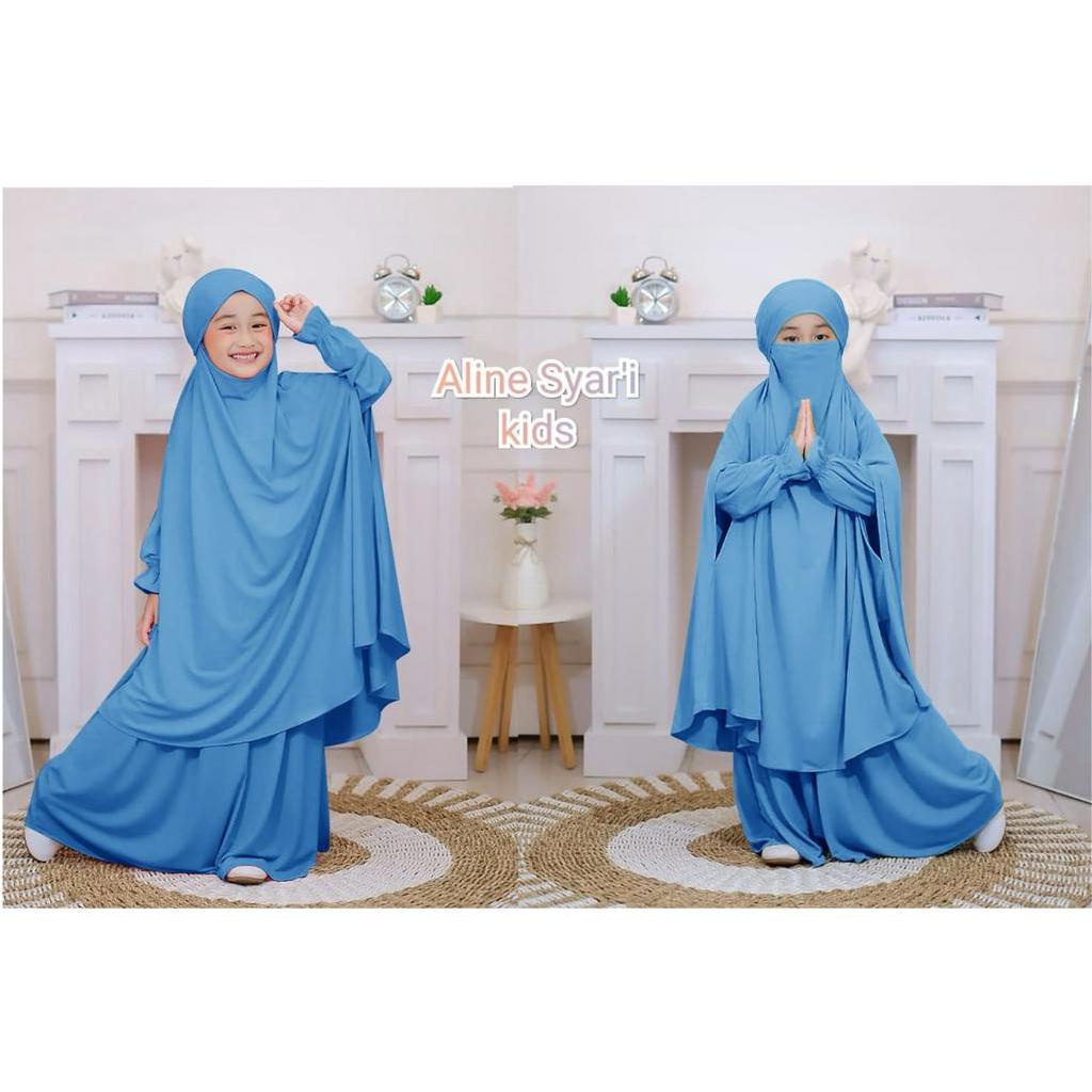 FenishaStore Baju Gamis Anak Aline Syair'i Kids Usia 7-9 Tahun