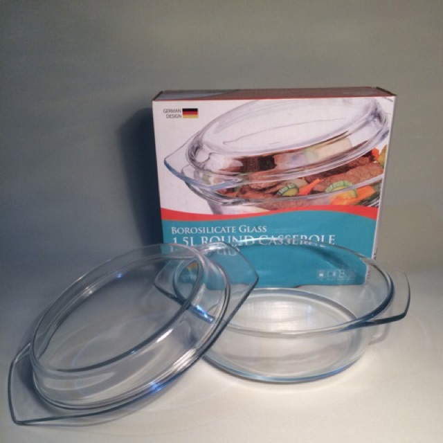GORME 1.5L Round Casserole with Lid - Borosilicate Glass