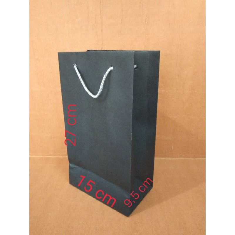 

Paper Bag Hitam 1527 15X9X27 Kemasan Goodie Bag isi 12 pc